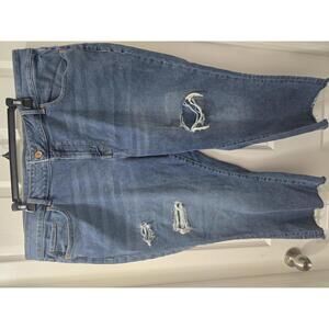 Maurices Plus Size Distressed Blue Denim capris